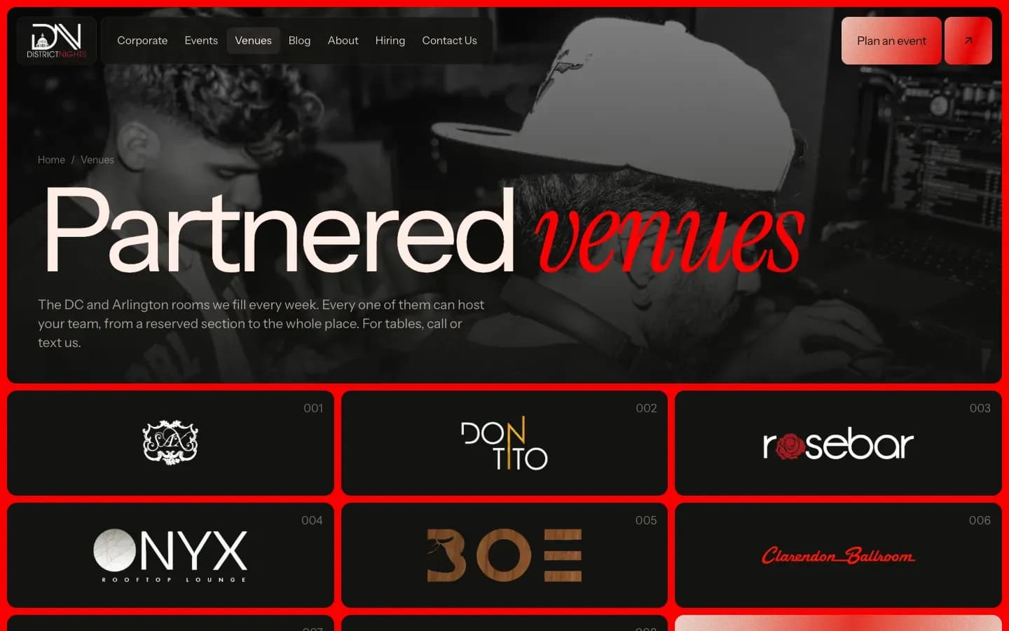 The District Nights partnered venues page