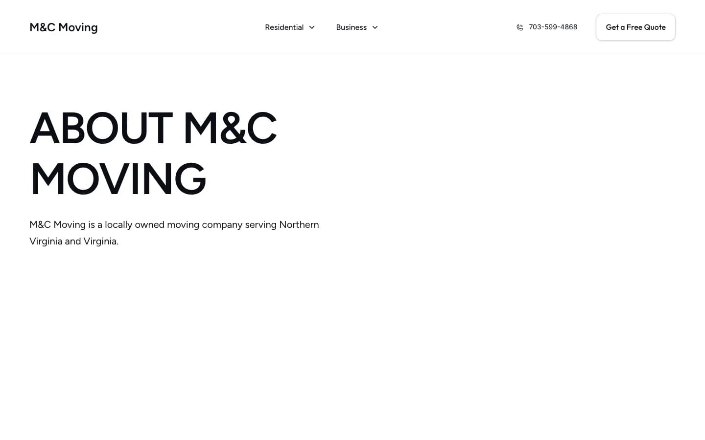The M&C Moving about page