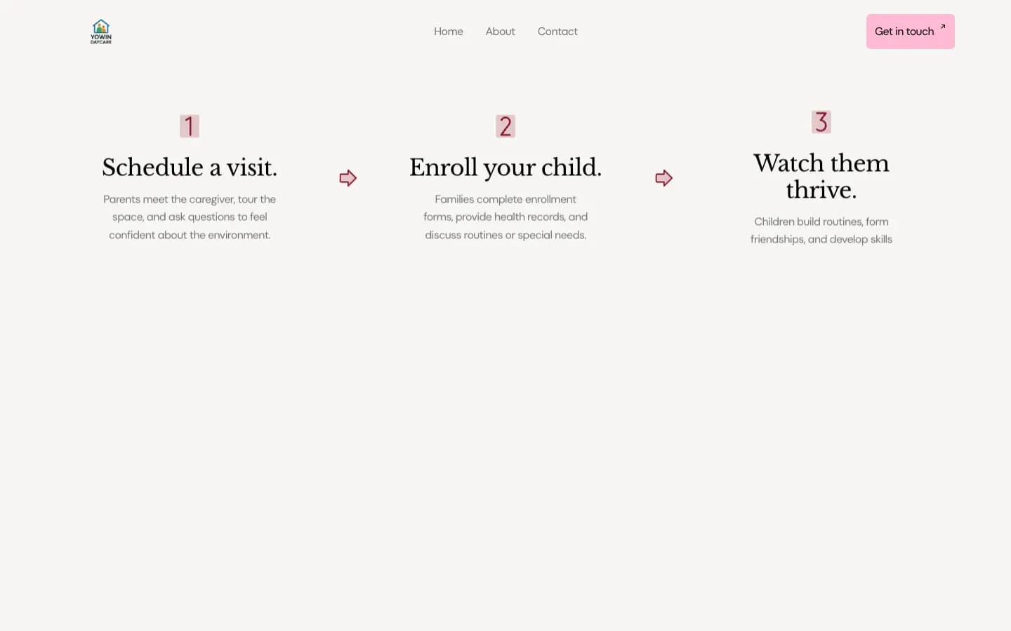 Parent testimonials on the Yowin Daycare website