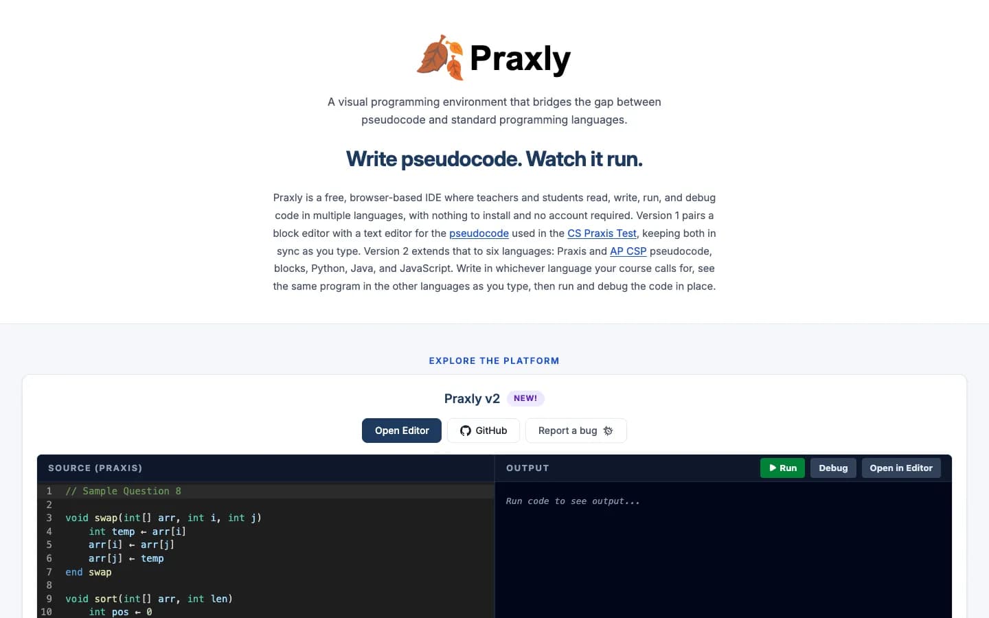 The Praxly project page at James Madison University